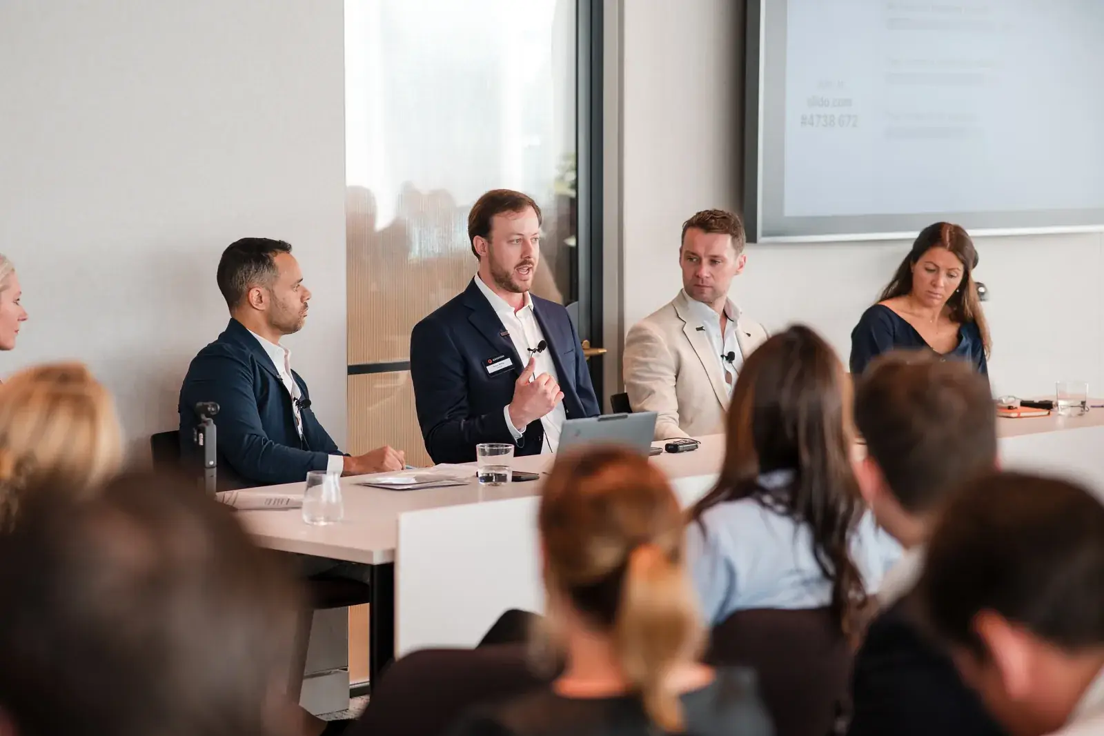 Speakers taking part in a Goodwin panel discussion